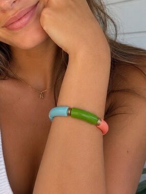 Plunder Chunky Color-block Ellie Resin Stretch Bracelet. Color Crush | Trendy